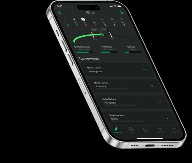 Pantalla de Nutrición en la aplicación